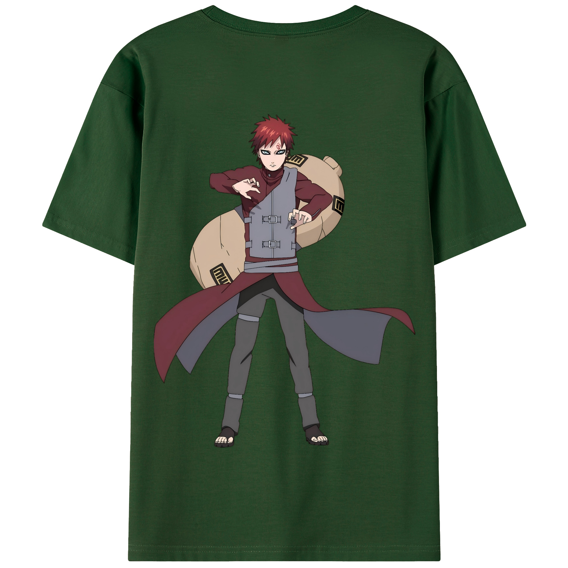 （画像用） NARUTO -ナルト- ガアラ Gaara 綿100％半袖Tシャツ（背面プリント）